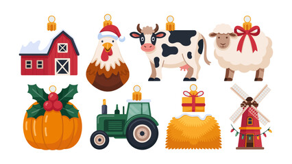 Festive Farm: Charming farm elements, from a cozy barn to a playful rooster and cow, come together to create a delightful seasonal scene, evoking the warmth of rural life.