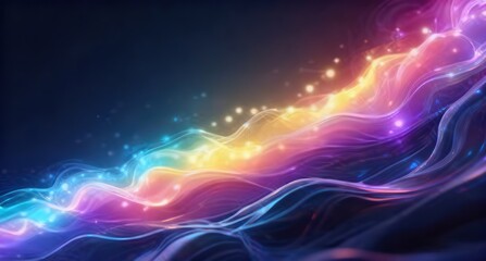 Abstract Neon Light Flow Energy Art, Dynamic Glowing Digital Visual Effect for Tech Theme Background, Music Festival Poster, Creative Advertising and Futuristic Design.
