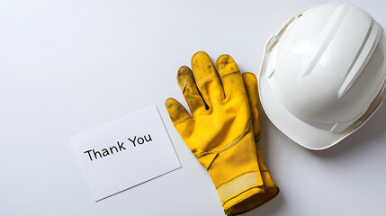 A heartfelt thank you for the hard work and dedication! Safety gear and a card shows appreciation to those who contribute with labor and commitment.  A small gesture of thanks.