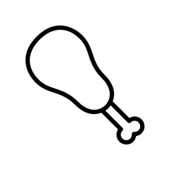 Chicken Drumstick Illustration: Simple Black Line Art Outline for Food, Cooking, and Restaurant Use