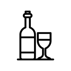 Wine Bottle and Glass on Tray Icon: Elegant Beverage Scene for Celebration