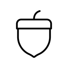 Simple Acorn Icon: Minimal Line Drawing Of Nut Seed Outline For Nature And Food Symbol