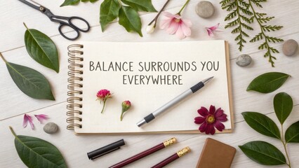 Journal with a Pen and Inspiring Message in a Flatlay Design