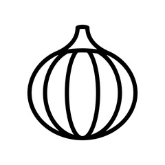 Onion Bulb Icon With Black Outline. Simple Line Art Vector For Food, Kitchen, And Design Uses