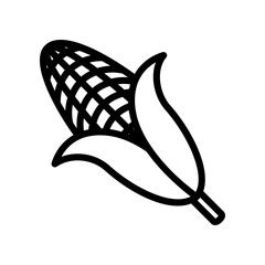 Corn on the Cob Icon with Husk. Simple Black Outline Illustration for Food and Agriculture Stock