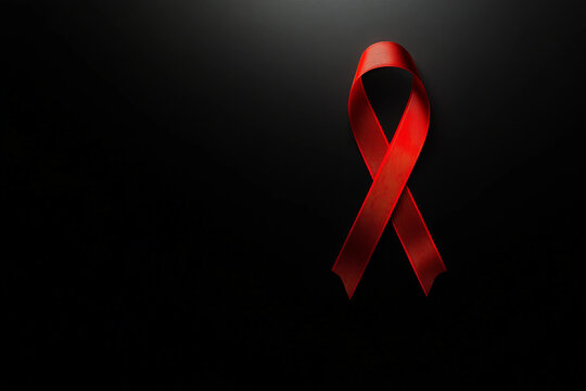 Generative AI image of red ribbon symbol representing World AIDS Day awareness campaign, donor day