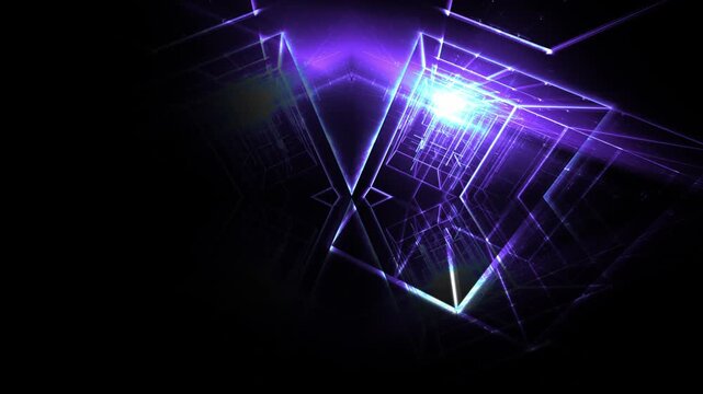 Leuchtende gitterf&ouml;rmige Geometrie f&uuml;r Technologie, Energie, Produktion & Datentransfer &ndash; moderne Architektur, Planung & Sicherheit visualisiert, violett, lila

