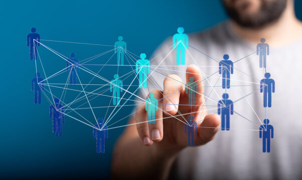 Concept of digital networking and global communication, human interaction, business connections, social networks, technology and virtual relatio