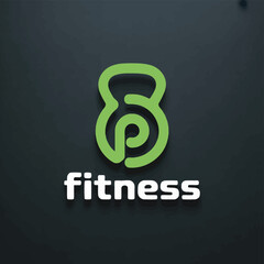 Modern green kettlebell logo with the word fitness