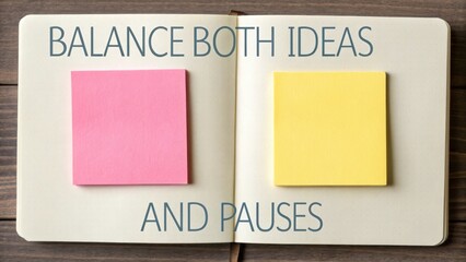 Open Notebook With Pink and Yellow Sticky Notes