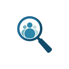 Magnifying glass searching for people icon concept