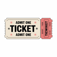 Vintage admit one ticket design with perforated stub for entry or event admission