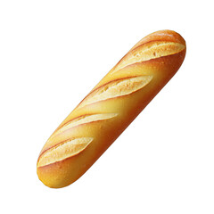 Golden Baked Baguette Bread Isolated on Black Background with Detailed Texture and Crust Showing Crispiness and Yeast Activity