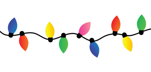 Christmas Light Vector - Rainbow Christmas Lights, Christmas Lights Isolated on Transparent Background