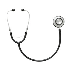 Black and silver stethoscope isolated on white background