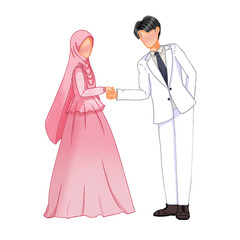faceless bridal couple character illustration for invitation icon or decoration