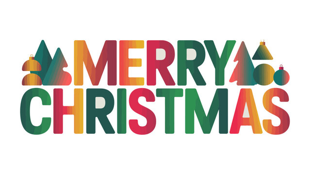 Festive Greeting: A colorful and contemporary design spells out a joyous message. The playful and modern typography, combined with festive icons, conveys a sense of cheer and celebration.