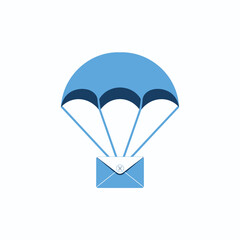 Email delivery concept with a parachute and envelope icon