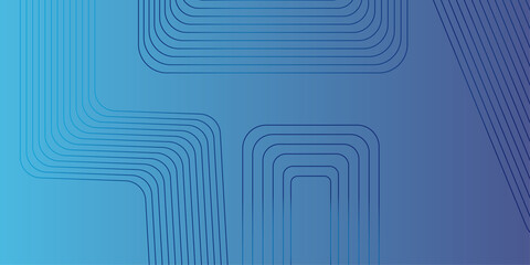 Abstract glowing circle lines on dark blue background. Geometric stripe line art design. Minimalist banner background, pastel color gradient, sea blue, and cloudy sky. Futuristic technology concept .
