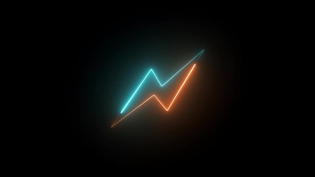 Abstract neon battery charging icon . neon lightning bolt, glowing sign.