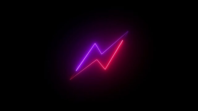 Abstract neon battery charging icon . neon lightning bolt, glowing sign.