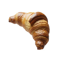 Golden Brown Croissant Pastry Isolated on Transparent Background with Detailed Layers and Flaky Texture