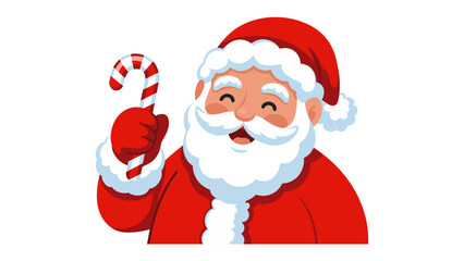 Santa Claus Joyful Gesture: A jovial santa claus, with a charming smile and a candy cane, radiates holiday cheer, the epitome of the season's magic.