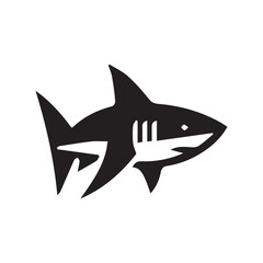 Minimalist shark logo on white background