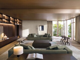 modern apartment living room interior, 3d render