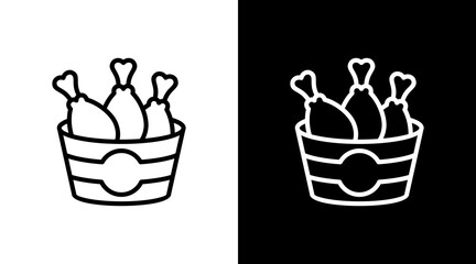 Fried Chicken  White Icon Set Design