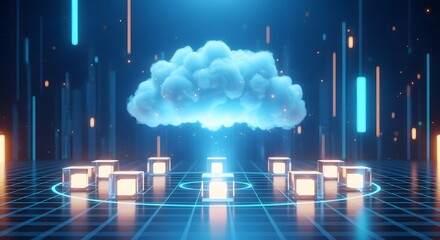 Futuristic digital cloud computing data center technology