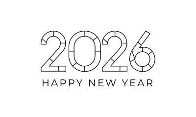 Elegant 2026 happy new year minimalist design with red accents