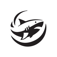 Minimalist shark logo on white background