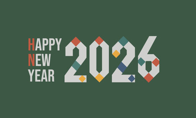 Modern geometric happy new year 2026 greeting card design