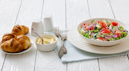 creamy tomato cucumber edamame bean onion salad