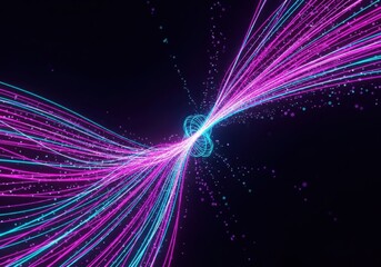 Digital data flow and communication lines forming abstract pattern