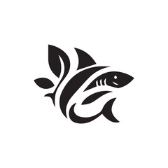 Obraz premium Minimalist shark logo on white background