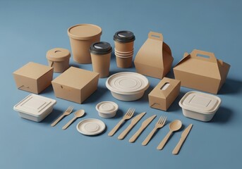Biodegradable food packaging with kraft boxes and eco cutlery