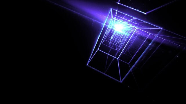 Leuchtende gitterf&ouml;rmige Geometrie f&uuml;r Technologie, Energie, Produktion & Datentransfer &ndash; moderne Architektur, Planung & Sicherheit visualisiert, violett, lila
