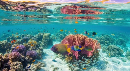 Rich Tropical Underwater Ecosystem with Vivid Coral and Diverse Marine Life