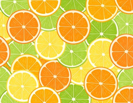 Colorful, overlapping slices of citrus fruits, creating a vibrant pattern