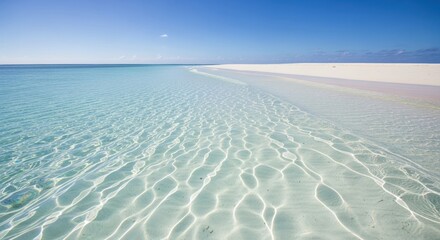 Pristine Tropical Beach with Crystal Clear Turquoise Ocean and White Sand