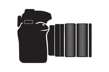 DSLR camera silhouette with white background
