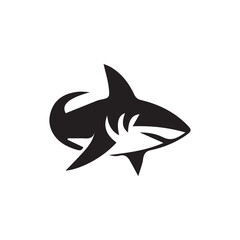 Minimalist shark logo on white background