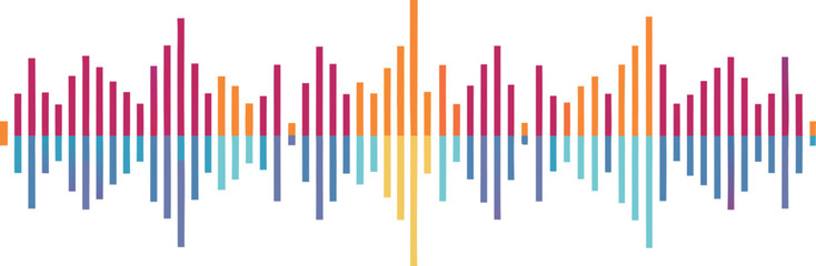 Vibrant audio equalizer bars display dynamic sound wave pattern
