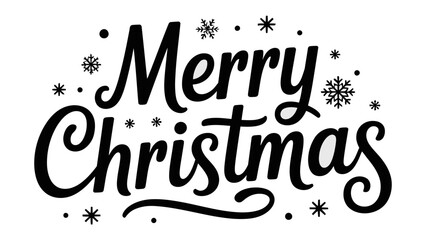 Merry Christmas Celebration: An elegant calligraphic Merry Christmas script design, adorned with delicate snowflakes, embodying the warmth of the holiday season. 