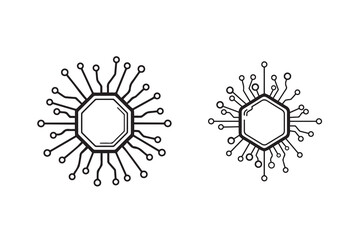 Microchip silhouette with white background