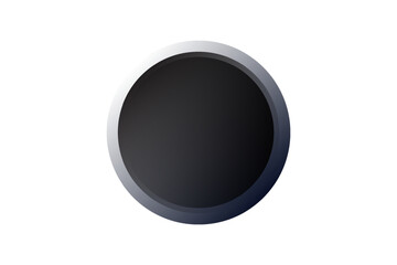 Minimalist dark circular button with soft gradient shading and a subtle metallic rim on a clean white background. The simple modern design is suitable UI elements, icons, web interfaces, app button
