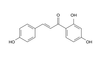 isoliquiritigenin molecule, structural chemical formula, ball-and-stick model, isolated image antioxidant