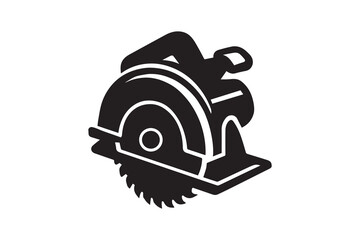 Industrial circular saw silhouette with white background